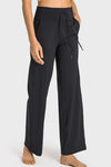 PACK265474-P2-1, Black Drawstring Waist Wide Leg Sweatpants