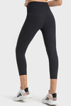 PACK265476-P2-1, Black Solid Color High Waist Sports Active Capri Leggings