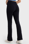 PACK265478-P2-1, Black Decorative Wide Waistband Flared Athletic Pants