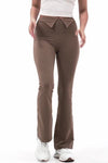 PACK265478-P2017-1, Chestnut Decorative Wide Waistband Flared Athletic Pants