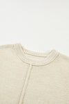 PACK277061-P1015-1, Oatmeal Solid Color Cap Sleeve Knitted Sweater