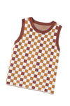 PACK276256-P1722-1, Brown Checkered Ribbed Trim Knit Sweater Vest