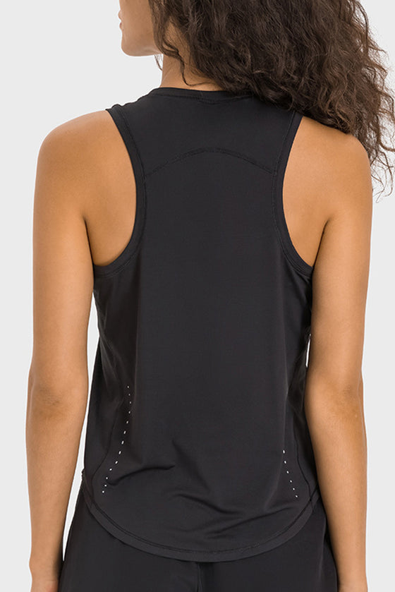 PACK264695-P2-1, Black Solid Breathable Racerback Yoga Tank Top
