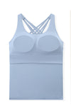 PACK264702-P804-1, Beau Blue 2pcs Sleeveless Cross Strappy Wrapped Hem Top with Bra