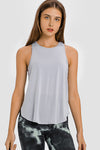 PACK264704-P11-1, Gray 2-In-1 Cutout Back Split Curved Hem Active Tank Top