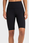 PACK265484-P2-1, Black Solid Color Ribbed High Waist Sports Active Shorts