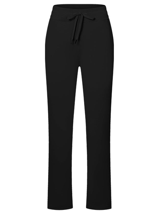 PACK265486-P2-1, Black Lace-up Waist Straight Leg Workout Pants