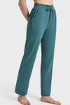 PACK265486-P1709-1, Sea Green Lace-up Waist Straight Leg Workout Pants