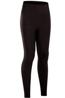  PACK265487-P2-1, Black Solid Color Double Sided Brushed Fitness Active Leggings