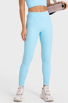 PACK265487-P4-1, Light Blue Solid Color Double Sided Brushed Fitness Active Leggings