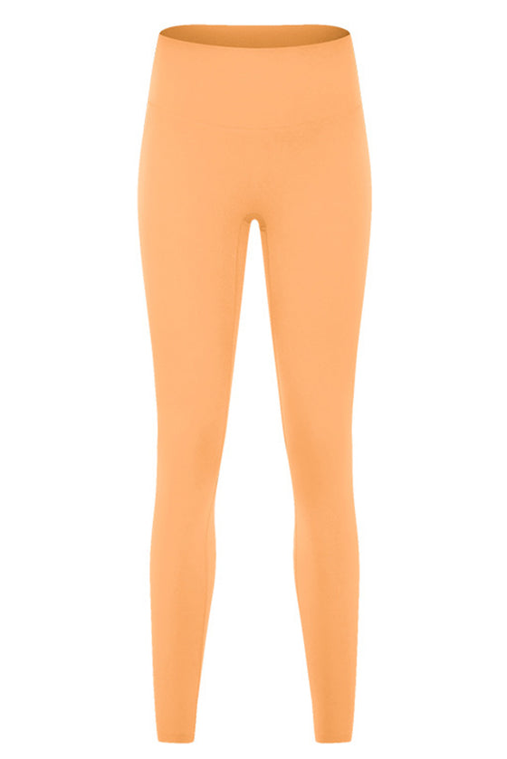 PACK265487-P3014-1, Grapefruit Orange Solid Color Double Sided Brushed Fitness Active Leggings