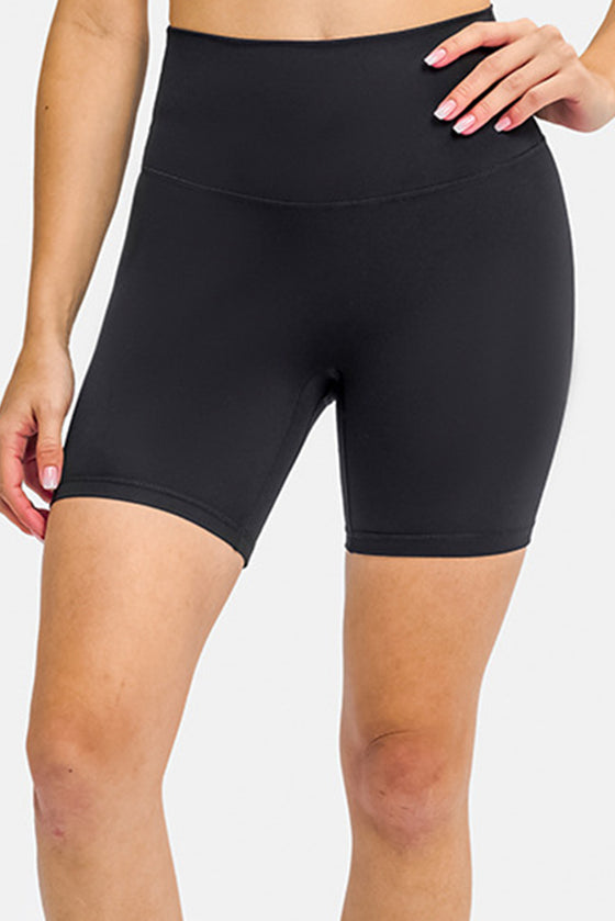PACK265491-P2-1, Black High Waist Tummy Control Waistband Active Shorts