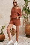 PACK275068-P5014-1, Gold Flame Loose Top and Drawstring Shorts Knit Set