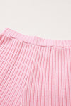 PACK625308-P1010-1, Light Pink Ribbed Knit V Neck Slouchy Two-Piece Outfit