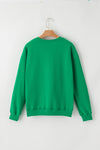 PACK25316132-P9-1, Green LUCKY Aphabet Chenille Embroidered Pullover Sweatshirt