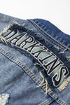 PACK788571-5-1, Blue Letters Patch Distressed Denim Jacket