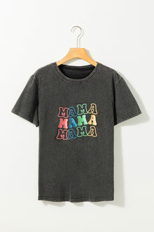  PACK25224974-2-1, Black Embroidered Mama Graphic Vintage Washed Tee
