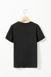 PACK25224982-2-1, Black Rhinestone Embellished SMiLe Heart T Shirt