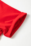 PACK25224985-103-1, Red AQUARIUS Letter Print Crew Neck Short Sleeve Top