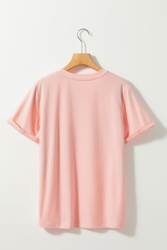 PACK25224988-10-1, Pink MORE PEACHTS01 Graphic Crew Neck Tee