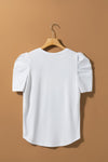 PACK25224990-1-1, White Abstract Graphic V Neck Puff Sleeve T-shirt