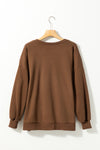 PACK25317260-P5017-1, Dark Brown Rhinestone LOVE Pattern Ribbed Edge Sweatshirt