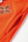 PACK25317264-P14-1, Orange Frayed Patch Graphic High-low Hem Sweatshirt