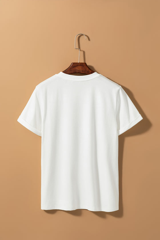 PACK25224978-1-1, White Smile Colored Stone Decor Round Neck T Shirt