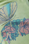 PACK25317265-P1109-1, Grass Green Butterfly Floral Beaded Sweatshirt