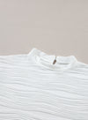 PACK25223504-P1-2, White Wavy Textured Mock Neck Cap Sleeve Top
