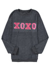 PACK25316982-11-1, Gray Valentine Sequin XOXO Corded Crew Neck Sweatshirt