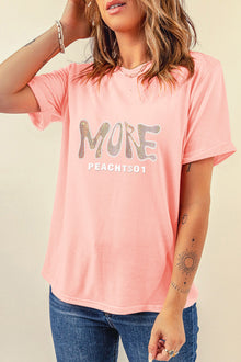  PACK25224988-10-1, Pink MORE PEACHTS01 Graphic Crew Neck Tee
