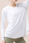 PACK264744-P1-1, White Back Slit Yoga Workout Long Sleeve Top