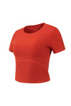 PACK264726-P3-1, Fiery Red Basic Crew Neck Sporty Cropped Tee
