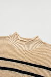 PACK2724178-P6016-2, Parchment Striped Ribbed Knit High Neck Sweater