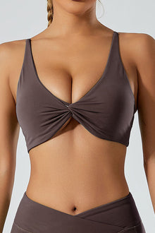  PACK264748-P4017-1, Desert Palm Twisted Ruched Sports Bra