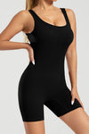 PACK2611617-P2-1, Black Square Neck Ribbed Sleeveless Sporty Romper