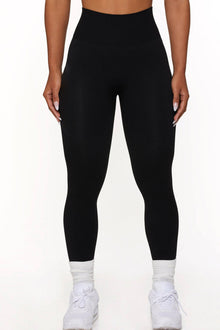  PACK265523-P2-1, Black Solid Color Seamless Sports High Waist Leggings