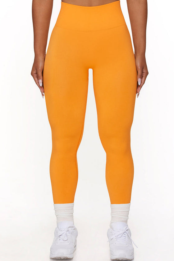 PACK265523-P6014-1, Citrus Solid Color Seamless Sports High Waist Leggings