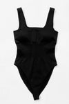 PACK262259-P2-1, Black Solid Wide Straps U-Neck Sporty Bodysuit