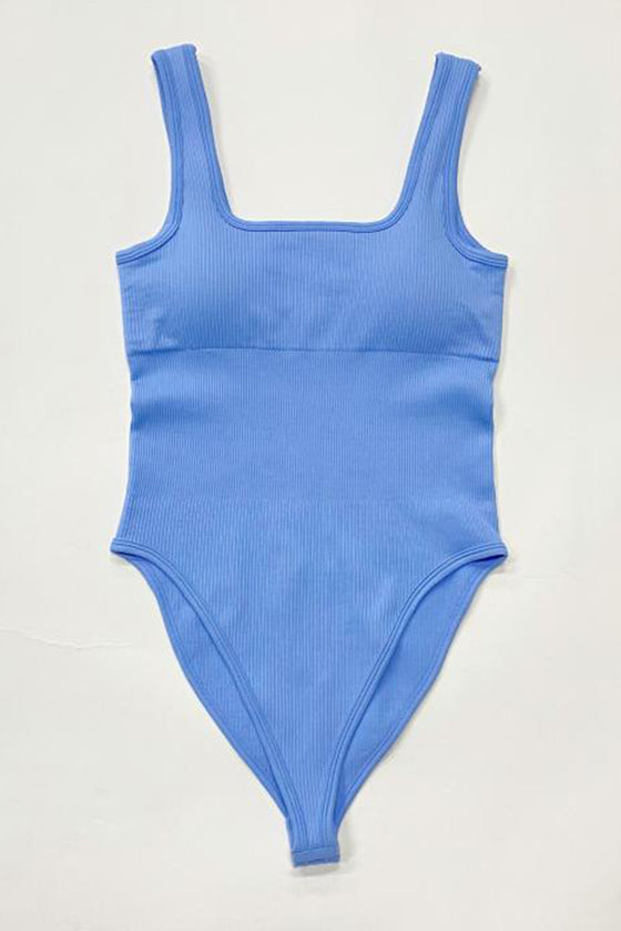 PACK262259-P205-1, Sky Blue Solid Wide Straps U-Neck Sporty Bodysuit