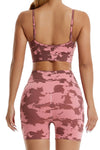 PACK2611620-P1020-1, Pink Camo Print Bra and High Waist Shorts Yoga Set