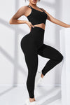 PACK2611623-P2-1, Black Strappy Back Cross Hem Bra and Leggings Yoga Set