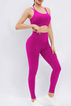 PACK2611623-P6-1, Rose Red Strappy Back Cross Hem Bra and Leggings Yoga Set