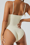 PACK2631190-P101-1, White Adjustable Spaghetti Straps Ribbed Sporty Bodysuit