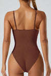 PACK2631190-P1017-1, Coffee Adjustable Spaghetti Straps Ribbed Sporty Bodysuit