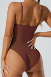 PACK2631190-P1017-1, Coffee Adjustable Spaghetti Straps Ribbed Sporty Bodysuit