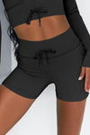 PACK265525-P2-1, Black Seamless Ribbed High Waist Yoga Shorts