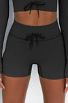 PACK265525-P2-1, Black Seamless Ribbed High Waist Yoga Shorts