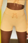 PACK265525-P107-1, Yellow Cream Seamless Ribbed High Waist Yoga Shorts